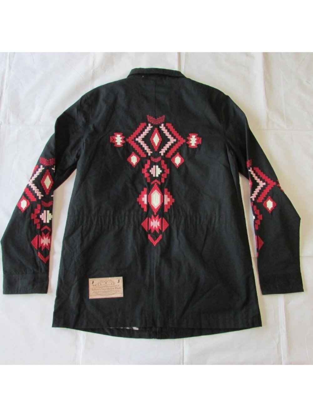 Montana Co Women's Utility Embroidered Snap Jacket Cinch Waist Black